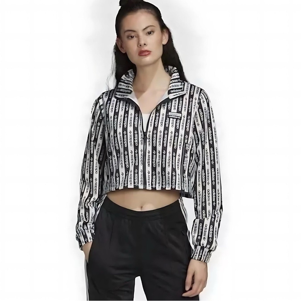 Adidas Womens Originals Full Zip Track Top Black and White-Sizes XS